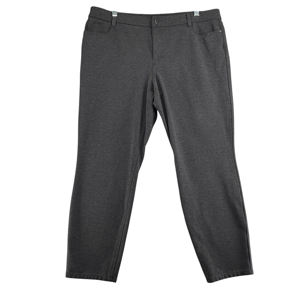 Talbots Petites Slim Leg Ankle Pants Women 16P Charcoal Gray Stretch Minimalist